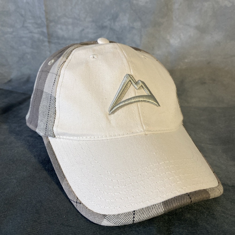 Coors Light Hat Cap Mens Strap Back White Plaid Mountain Logo Beer Golf Tennis